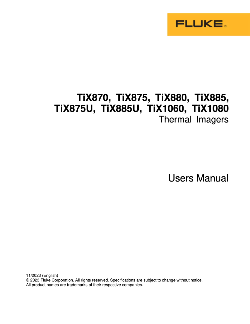 Page 1 de la notice Manuel utilisateur Fluke TiX1060