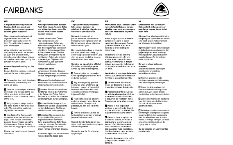 Page n°1 - Manuel utilisateur Robens Fairbanks