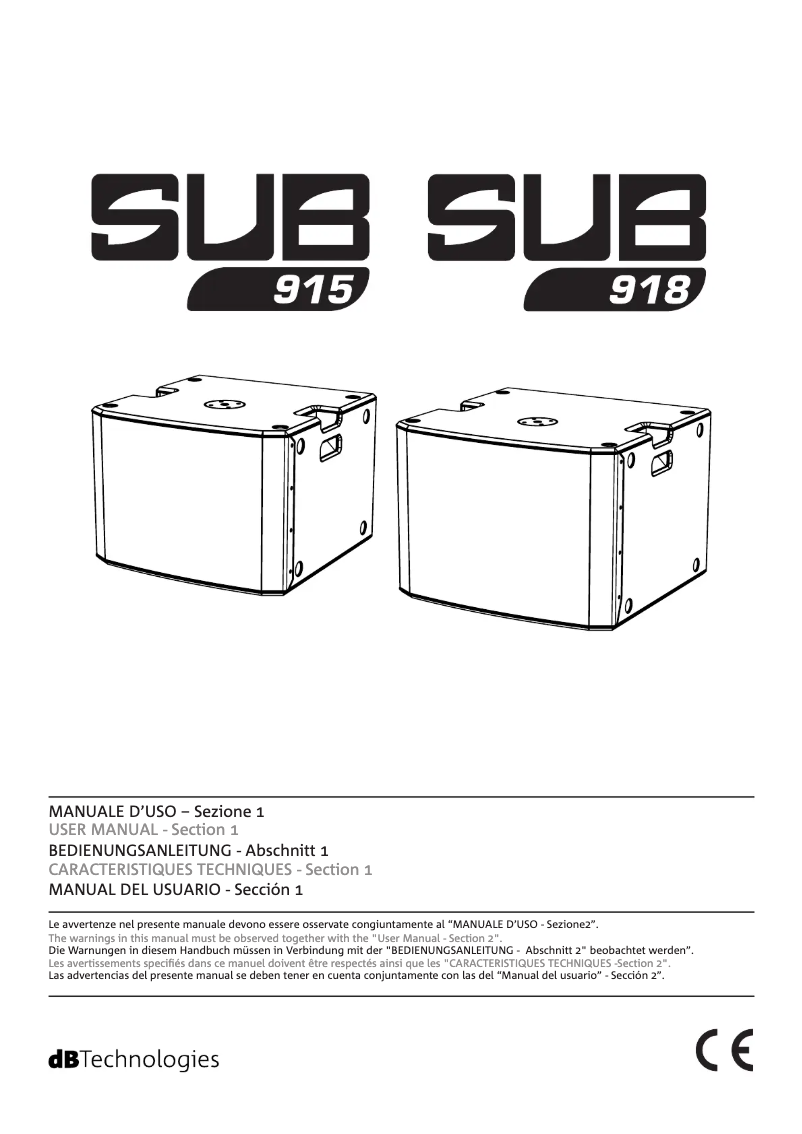 Página 1 del manual Manual de usuario DB Technologies SUB 918