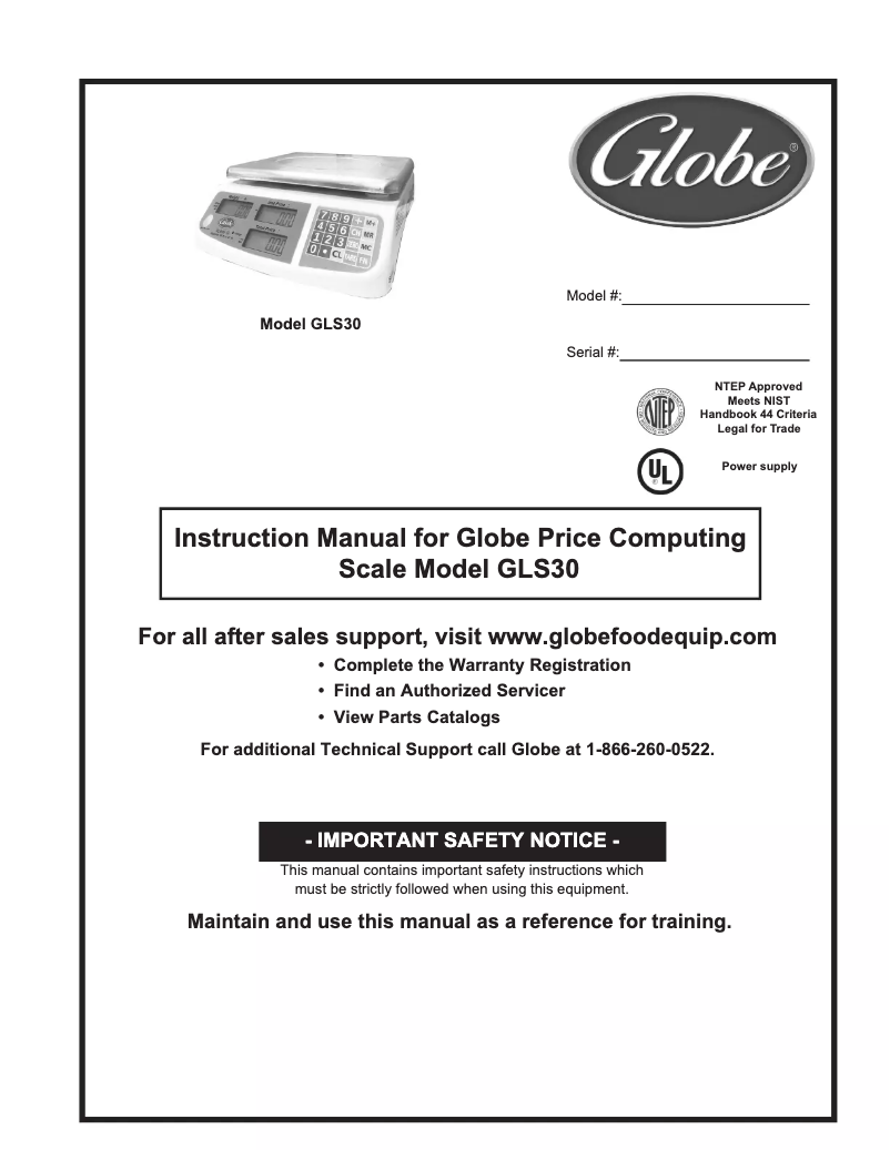 Page 1 de la notice Manuel utilisateur Globe GLS30