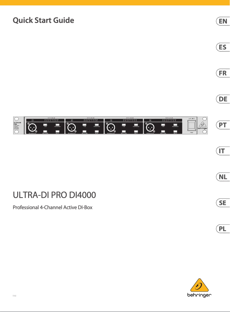 Page n°1 - Guide de démarrage rapide Behringer ULTRA-DI Pro DI4000