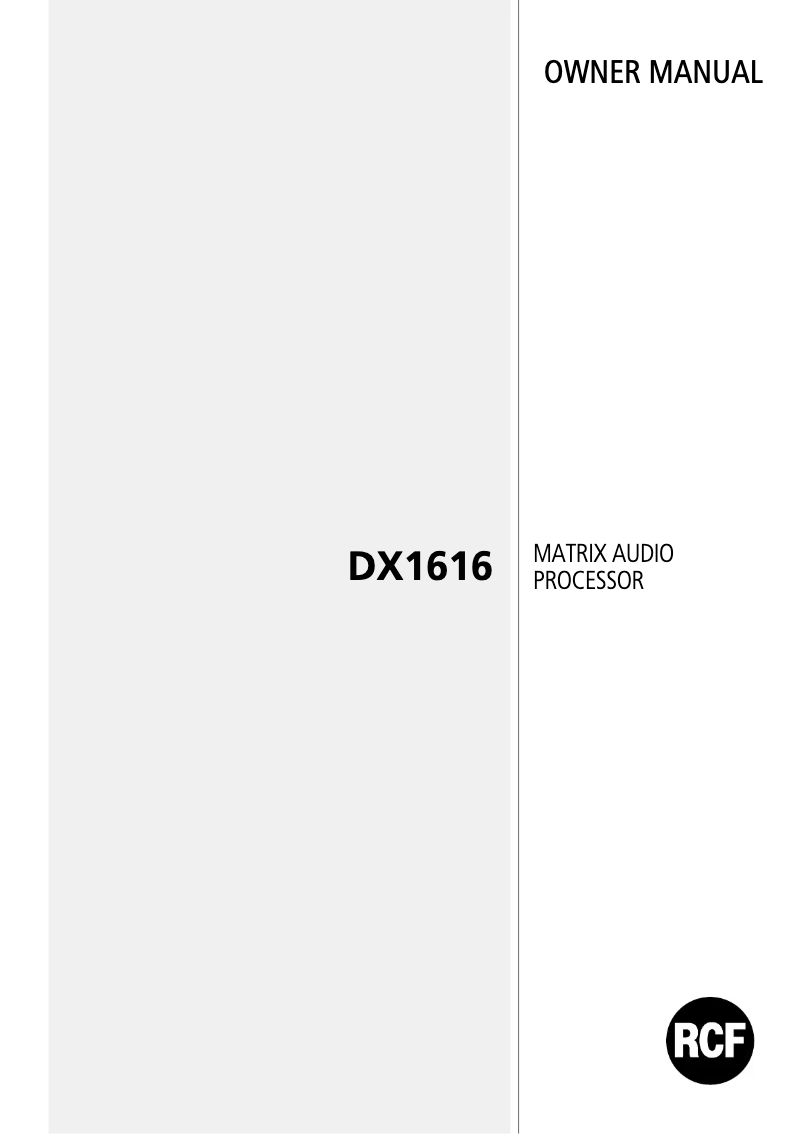 Image de la première page du manuel de l'appareil DX 1616