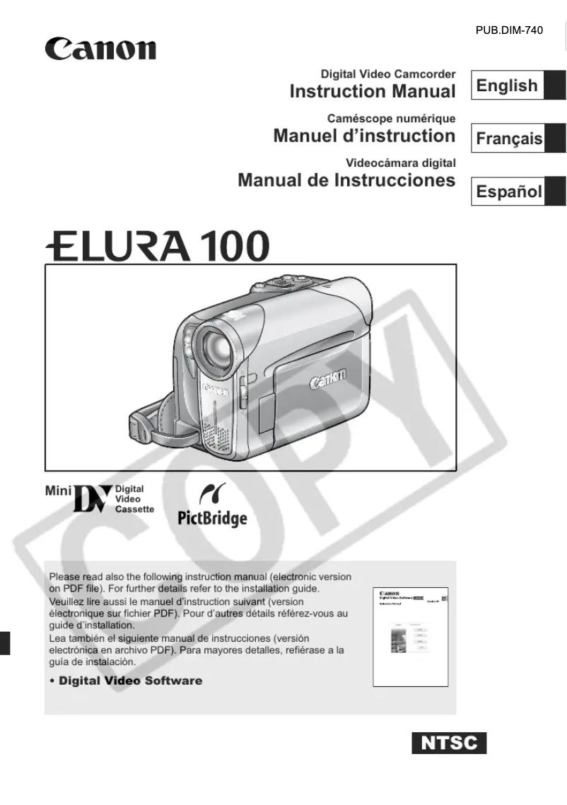 Page 1 de la notice Manuel utilisateur Canon Elura 100