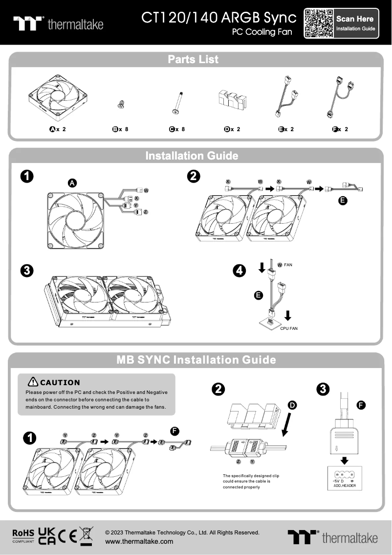 Page 1 de la notice Manuel utilisateur Thermaltake CT140