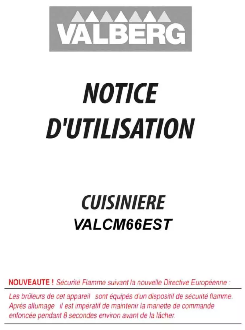 Page n°1 - Manuel utilisateur Valberg VALCM66EST