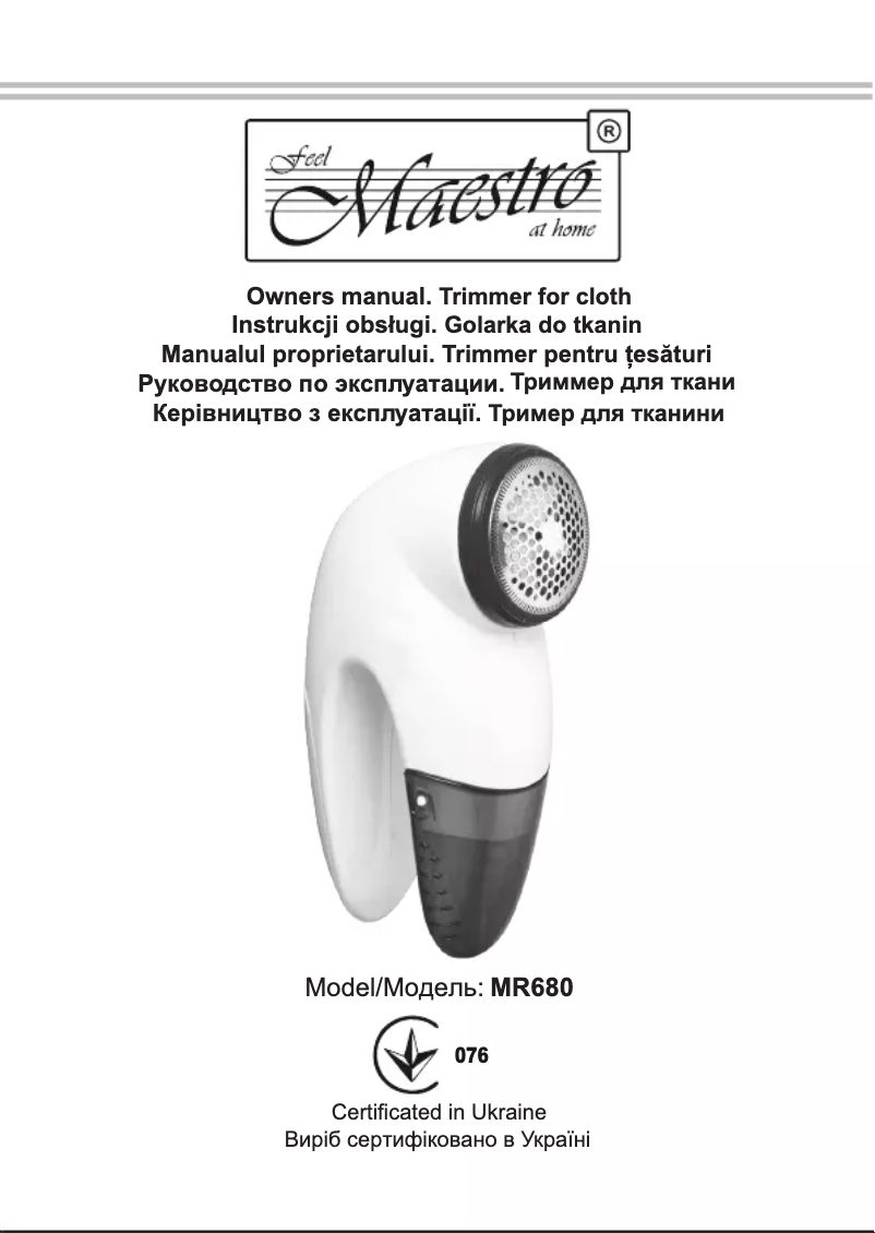 Page n°1 - Manuel utilisateur Maestro MR680