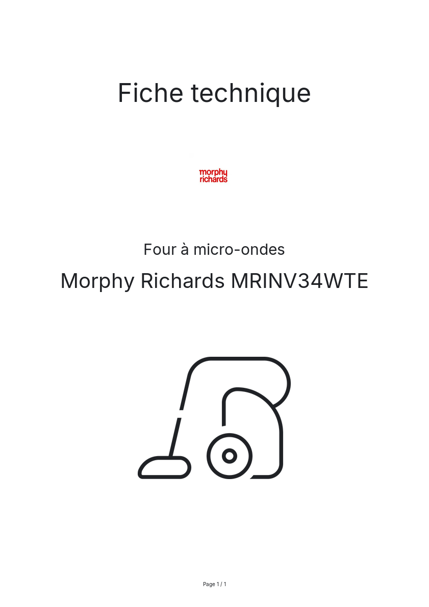 Image de la première page du manuel de l'appareil MRINV34WTE