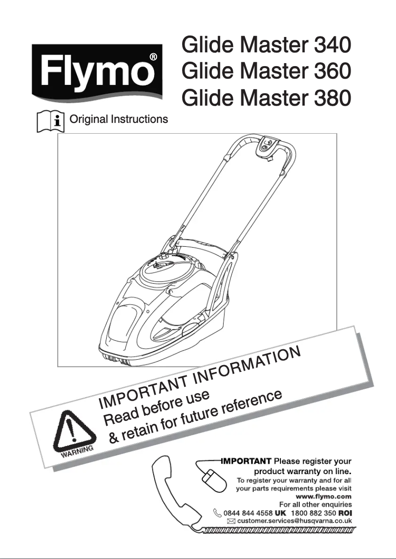 Page 1 de la notice Manuel utilisateur Flymo Glide Master 380