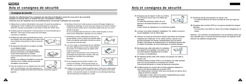 Page 1 de la notice Manuel utilisateur Samsung DVD-L200W