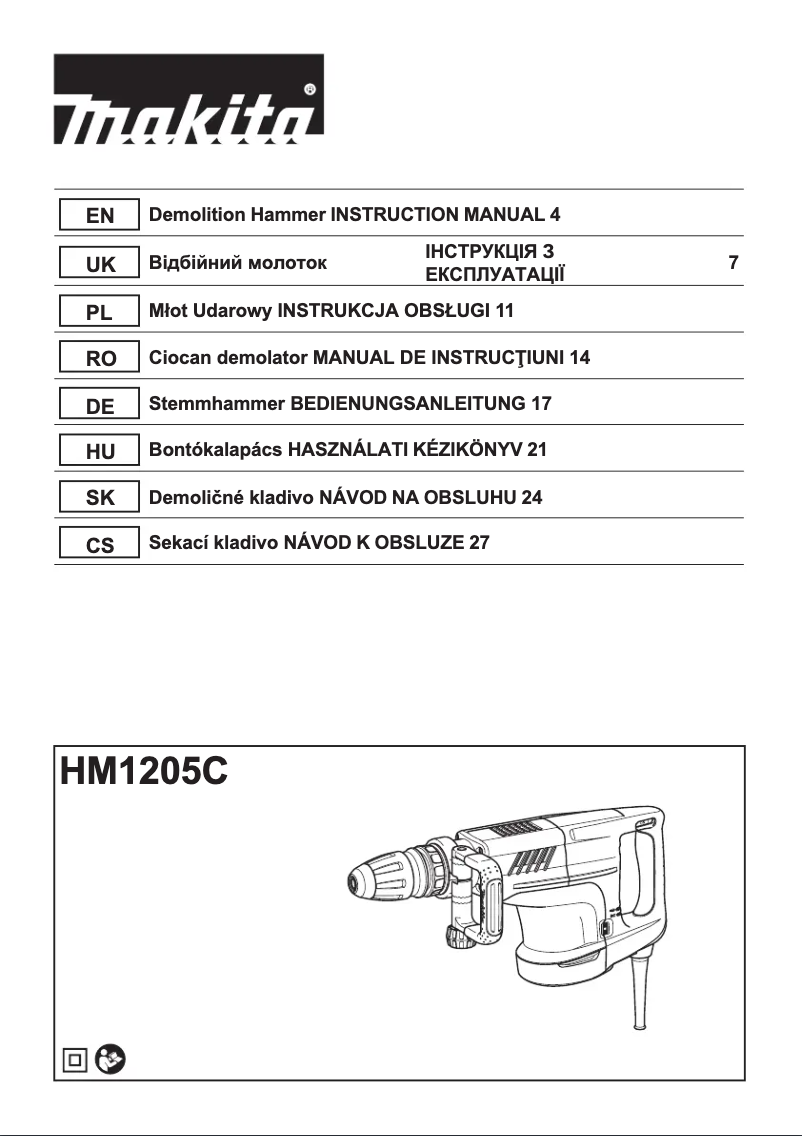 Page 1 of the manual User Manual Makita HM1205C