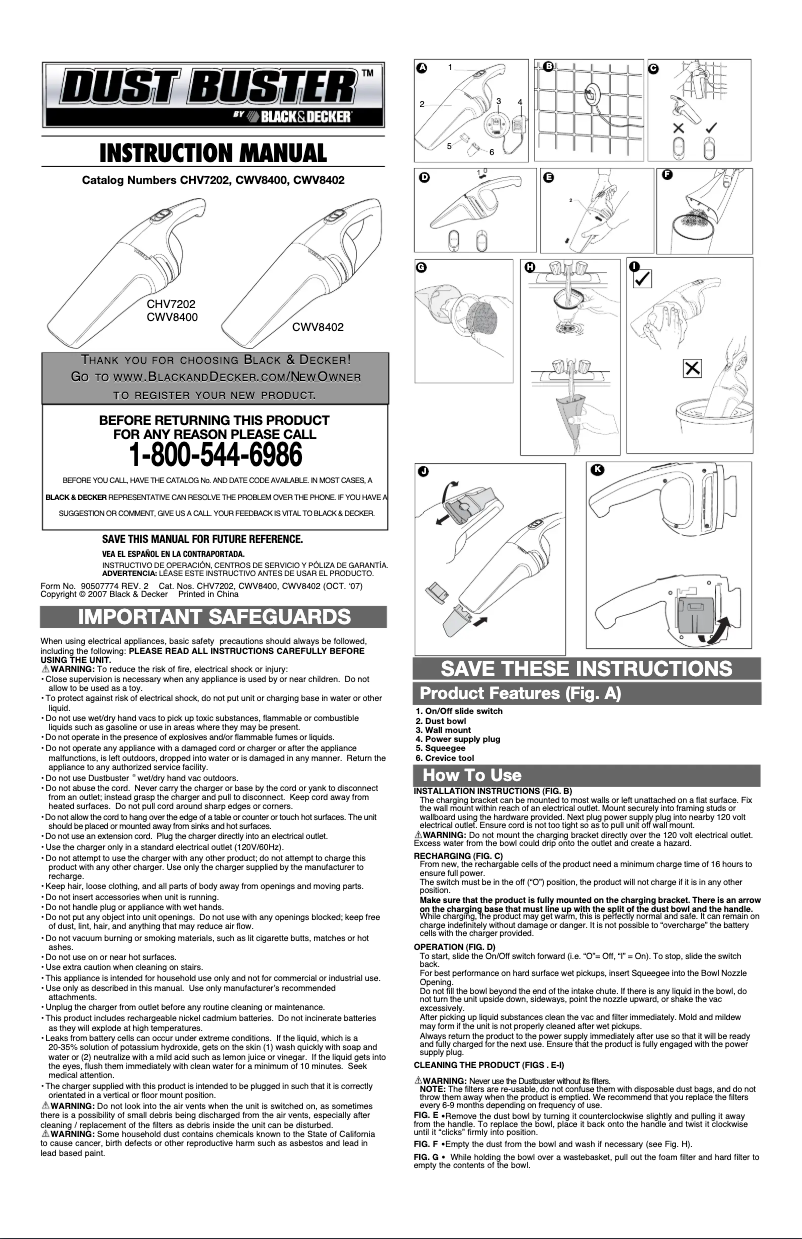 Page n°1 - Manuel utilisateur Black & Decker CWV8402