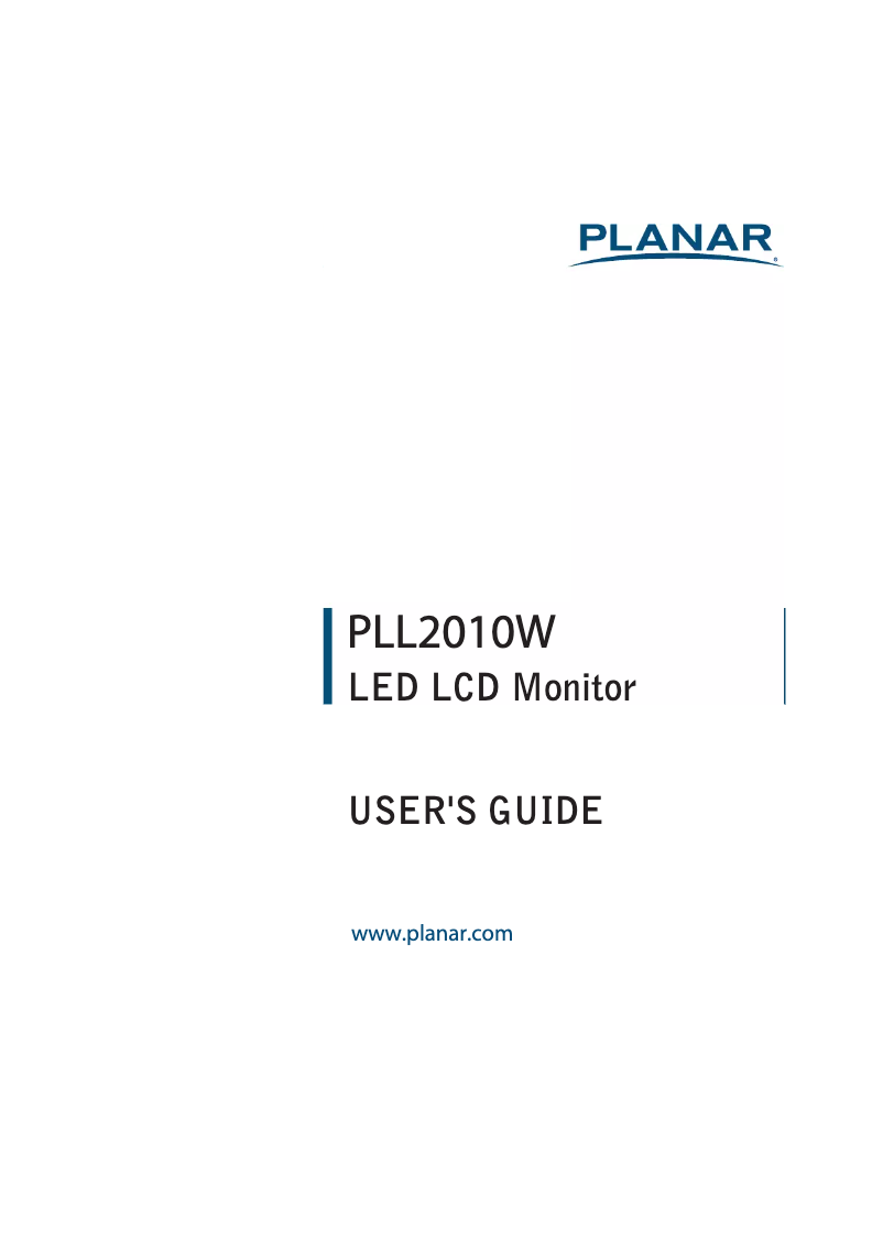 Page n°1 - Manuel utilisateur Planar PLL2010W