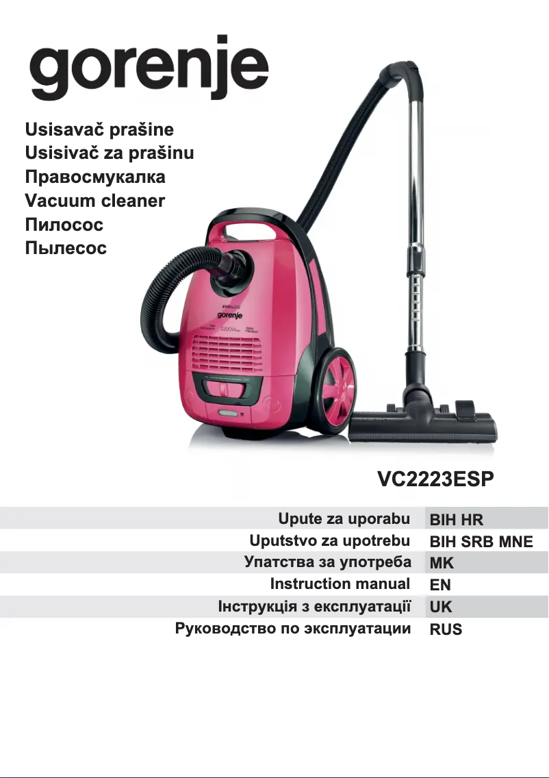 Page 1 de la notice Manuel utilisateur Gorenje VC2223ESP