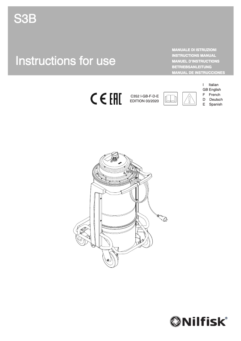 Page n°1 - Manuel utilisateur Nilfisk S3B