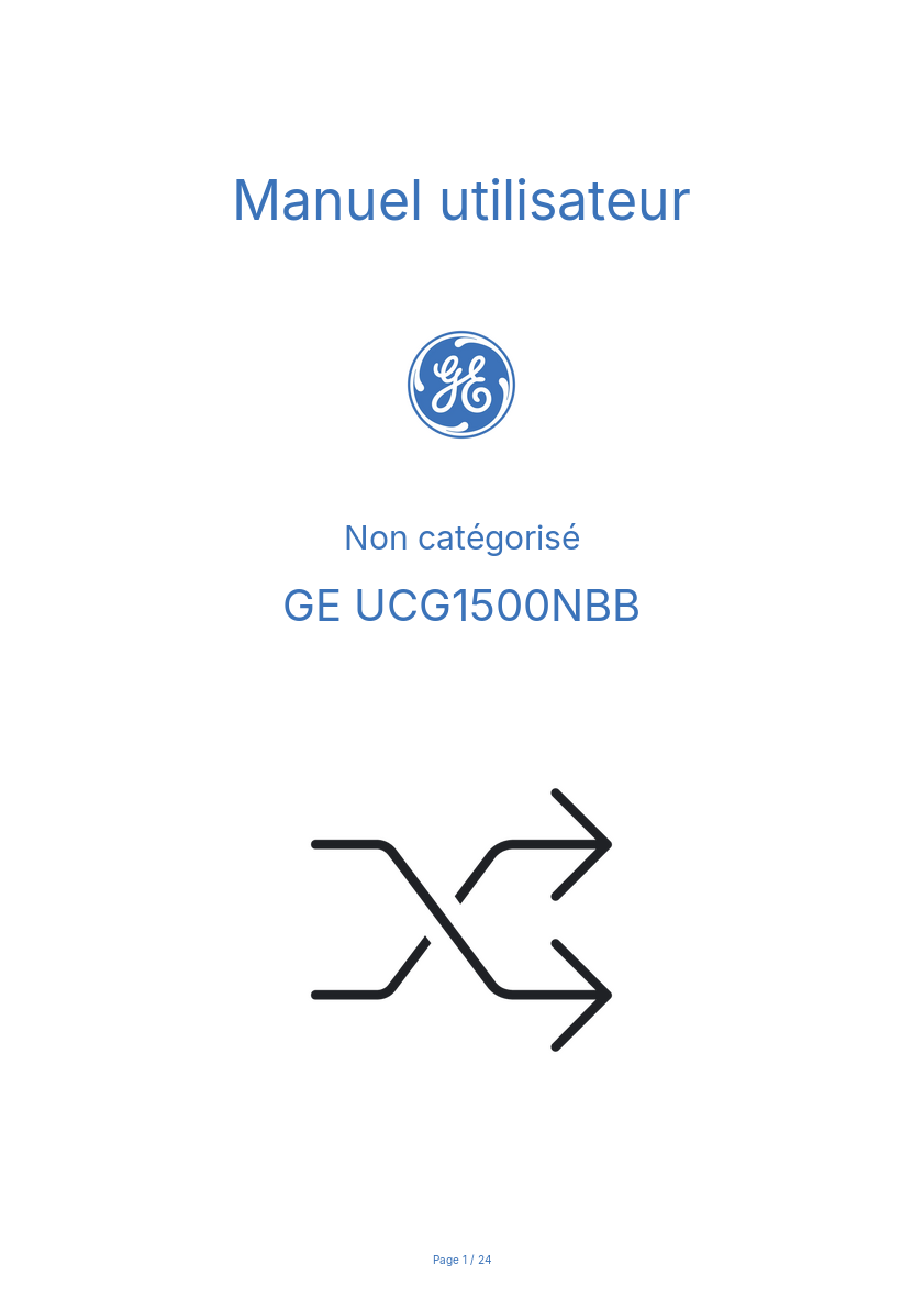 Page n°1 - Manuel utilisateur GE UCG1500NBB