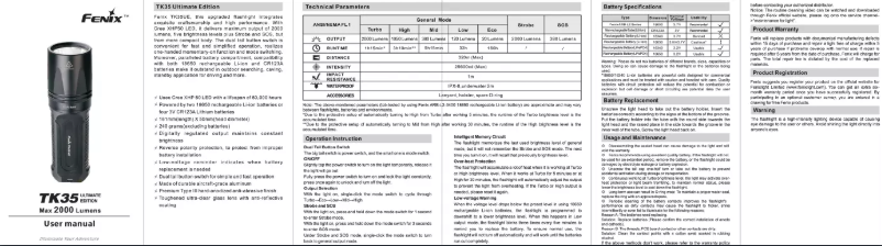 Page 1 de la notice Manuel utilisateur Fenix TK35UE