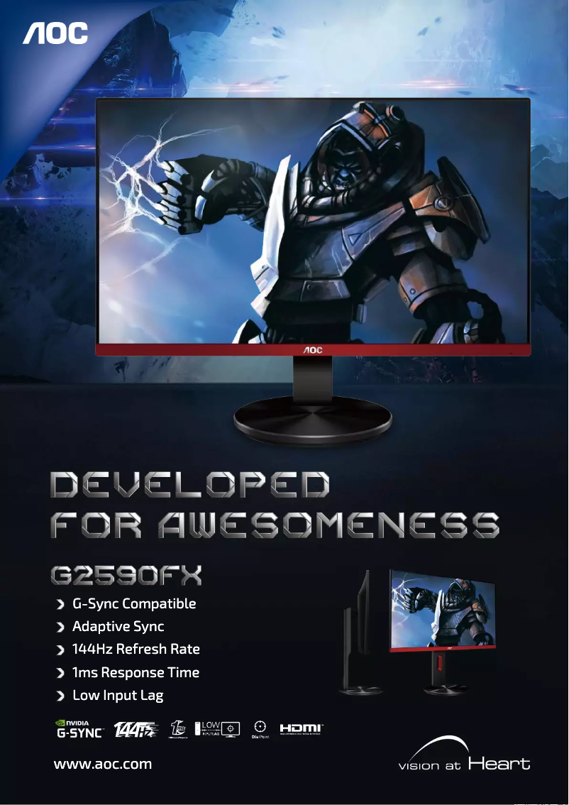 Page 1 de la notice Catalogue AOC Gaming G2590FX