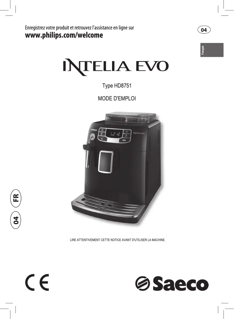 Página 1 del manual Manual de usuario Philips Saeco Intelia Evo HD8755