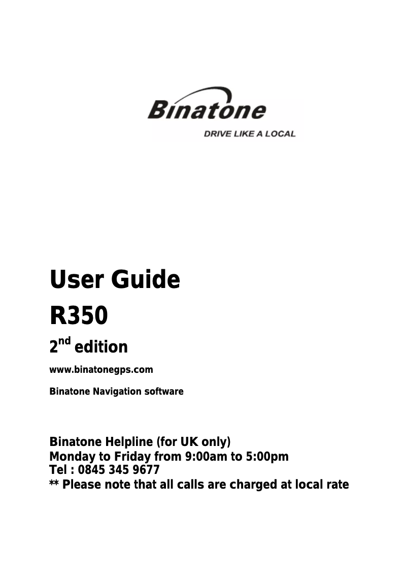 Page n°1 - Manuel utilisateur Binatone R350