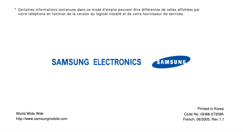 Page n°1 - Manuel utilisateur Samsung SGH-E880