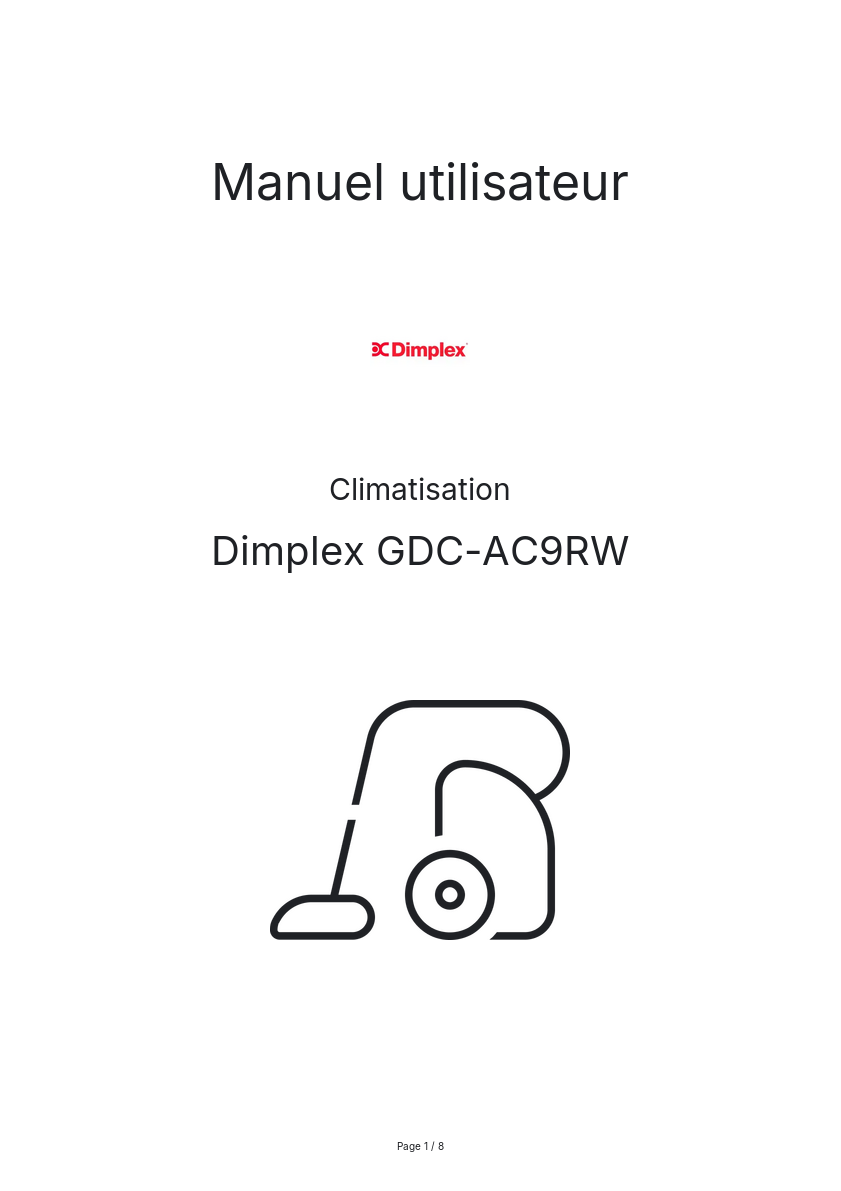 Image de la première page du manuel de l'appareil GDC-AC9RW