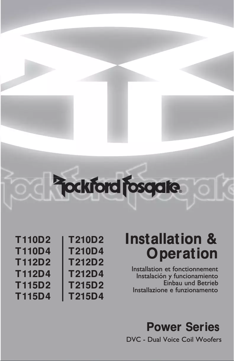 Page n°1 - Manuel utilisateur Rockford Fosgate Power T110D4