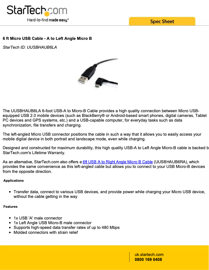 Page n°1 - Manuel utilisateur StarTech.com UUSBHAUB6LA