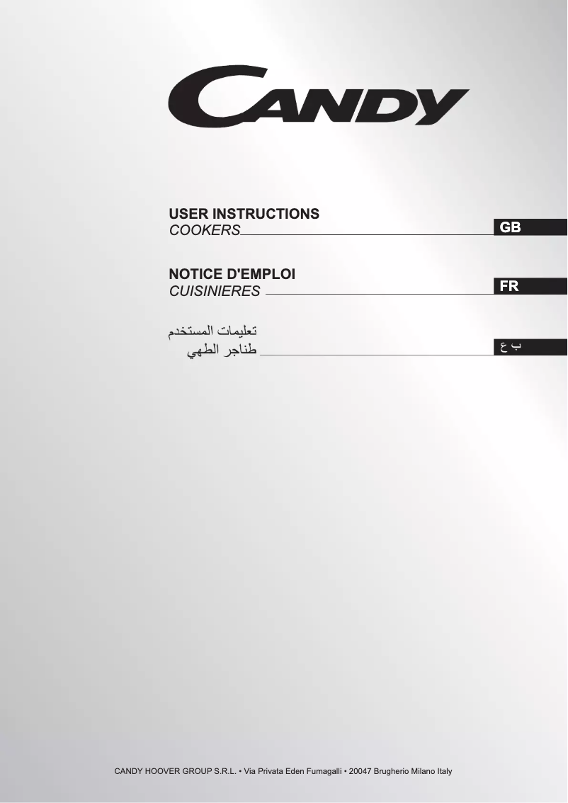 Page 1 de la notice Manuel utilisateur Candy CCG9102SX