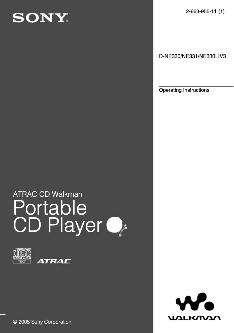 Page n°1 - Manuel utilisateur Sony Walkman D-NE330