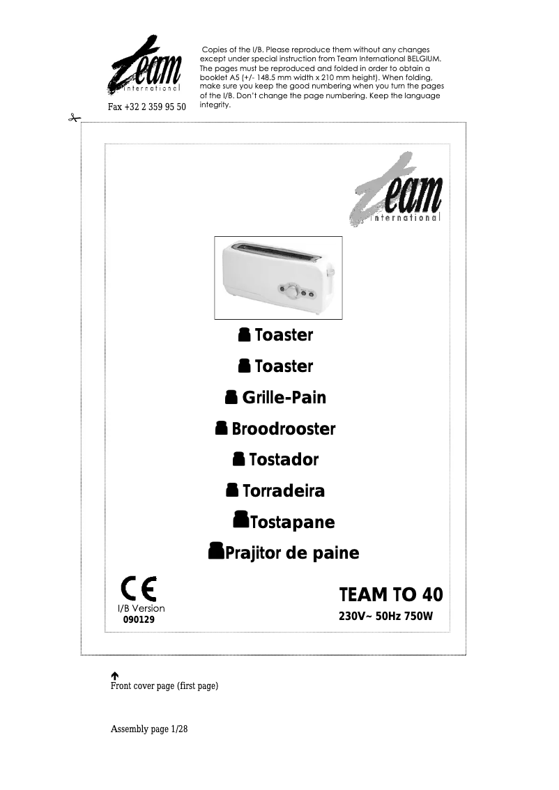 Page n°1 - Manuel utilisateur Team TO 40
