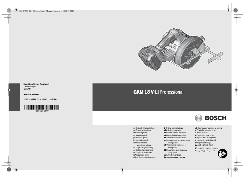 Page n°1 - Manuel utilisateur Bosch GKM 18 V-LI