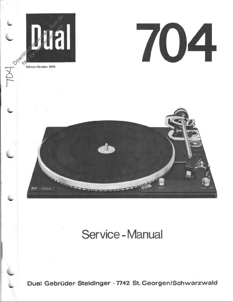 Page n°1 - Manuel utilisateur Dual 704