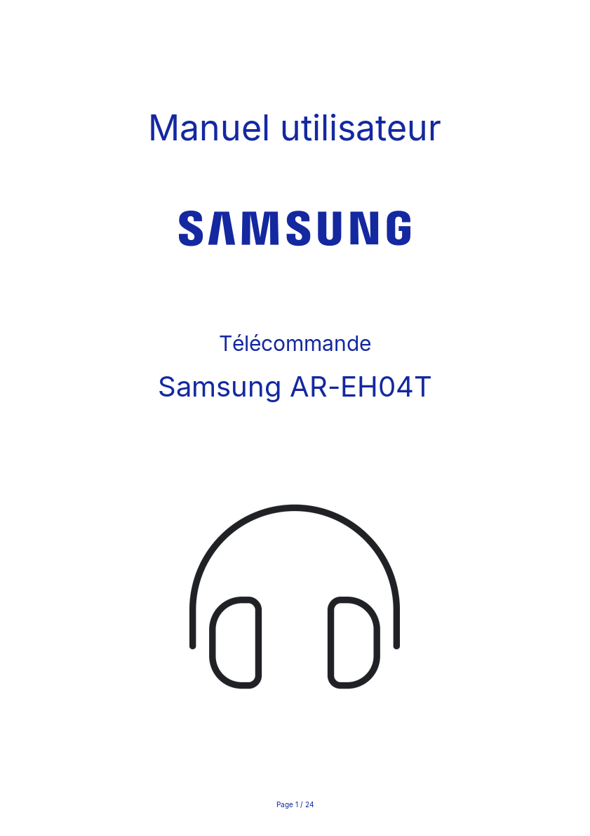 Page n°1 - Manuel utilisateur Samsung AR-EH04T