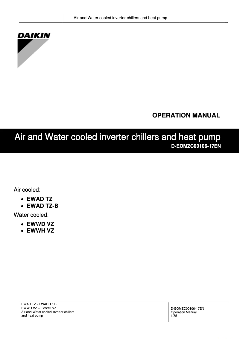 Page n°1 - Manuel utilisateur Daikin EWAD380TZSRB2