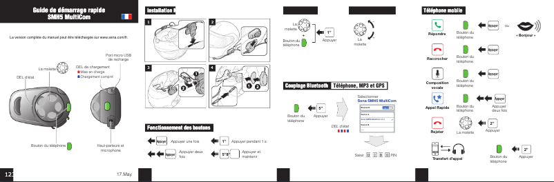 Página 1 del manual Guía de inicio rápido Sena SMH5 Multicom