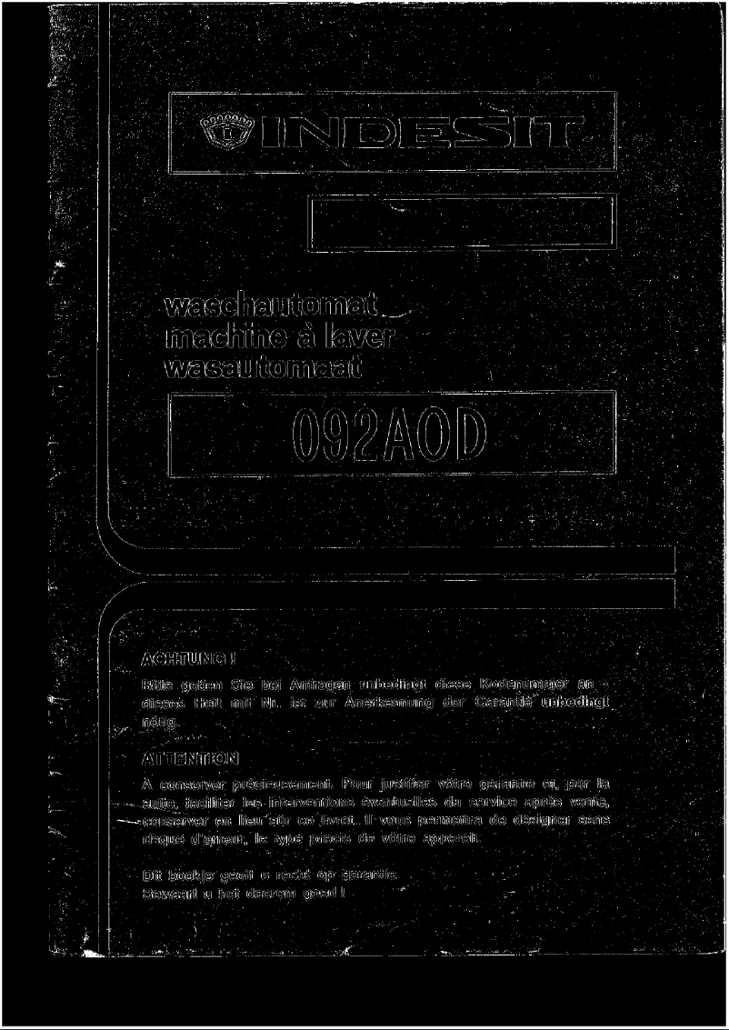 Page 1 de la notice Manuel utilisateur Indesit 092 AOD