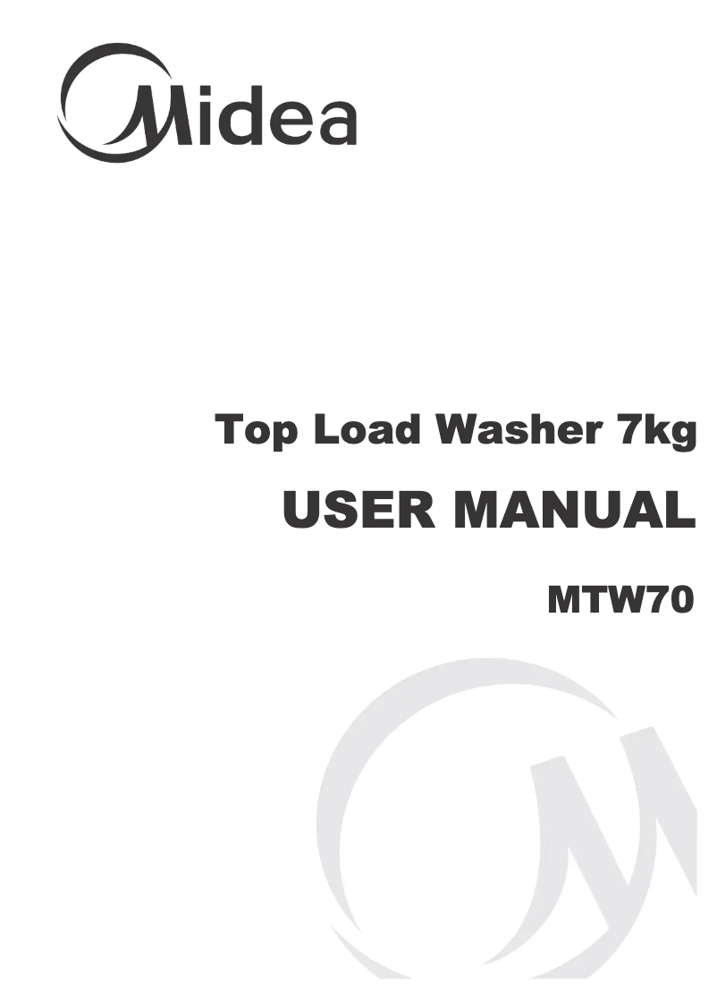 First page image of the manual for MTW70