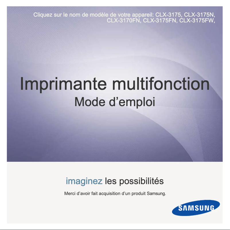 Page 1 de la notice Manuel utilisateur Samsung CLX-3170