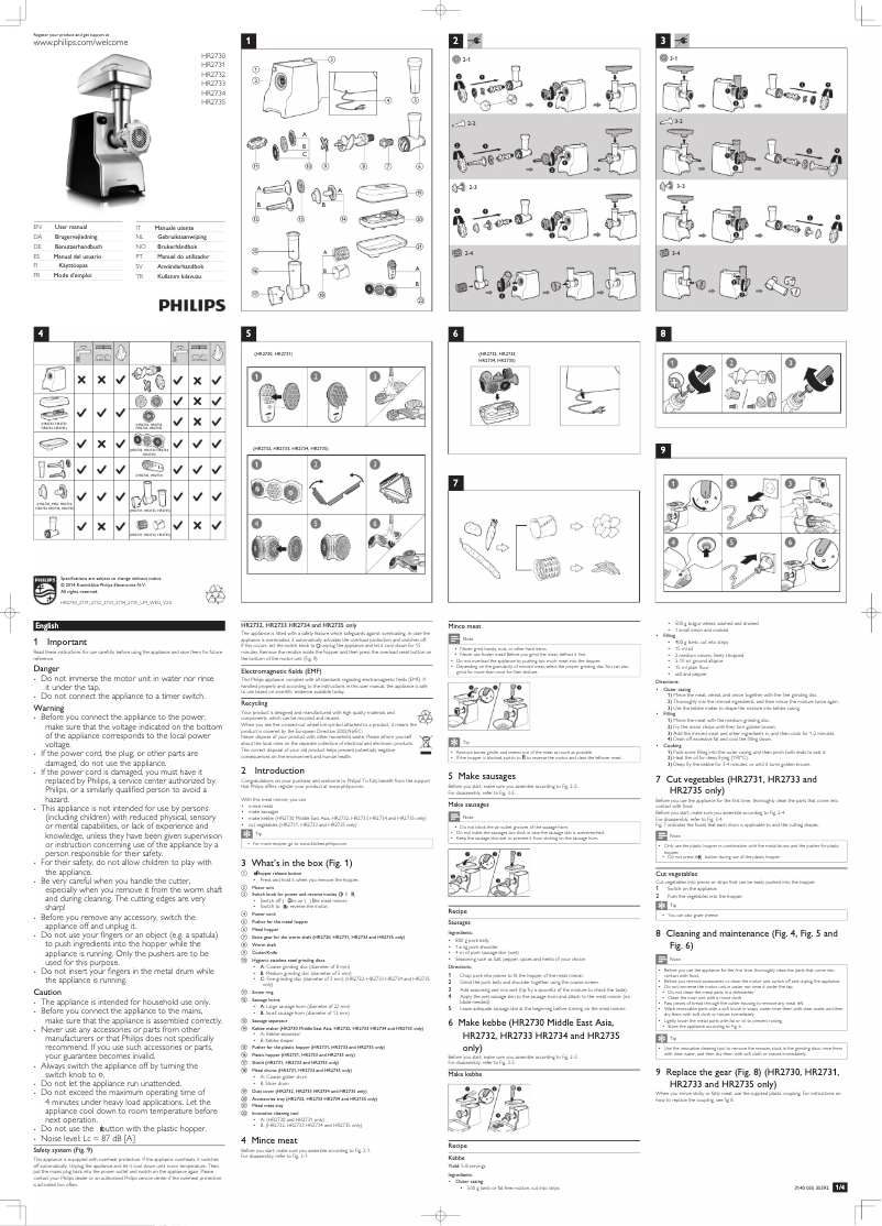 Page 1 de la notice Manuel utilisateur Philips HR2735