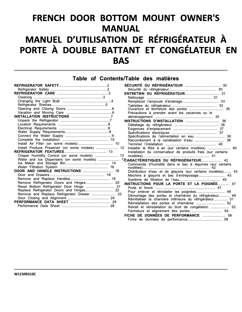 Page 1 de la notice Manuel utilisateur JennAir WRF954CIHZ