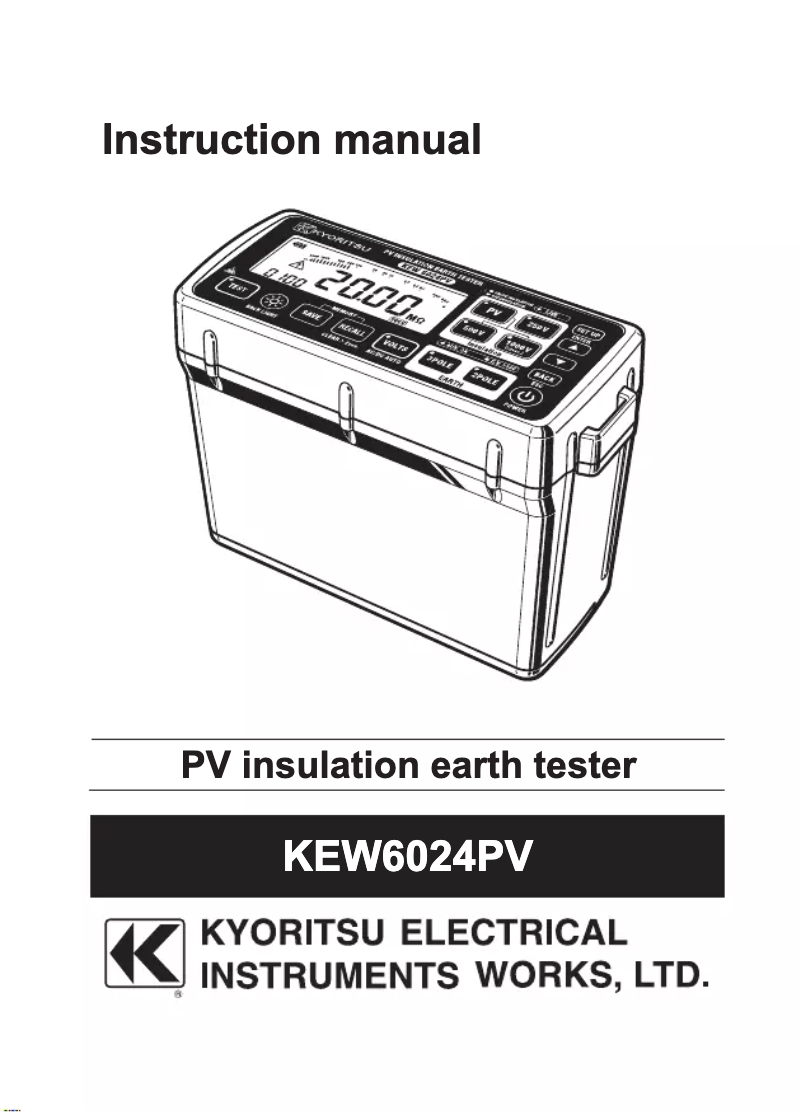Page 1 de la notice Manuel utilisateur Kyoritsu KEW 6024PV