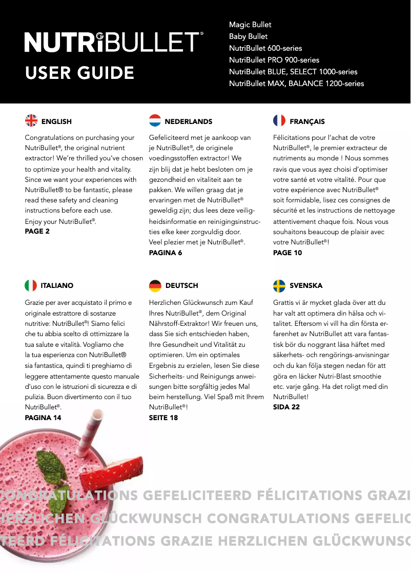 Image de la première page du manuel de l'appareil NutriBullet 600