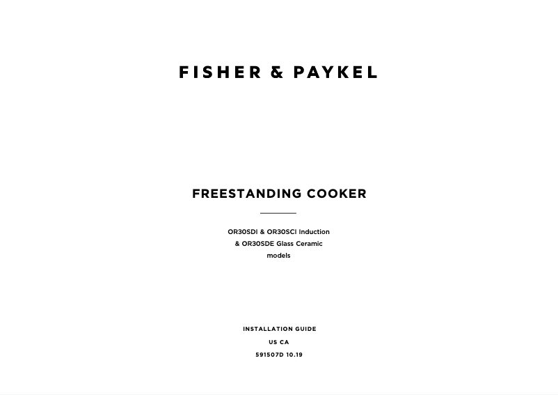 Page n°1 - Guide d'installation Fisher & Paykel OR36SCI6X1