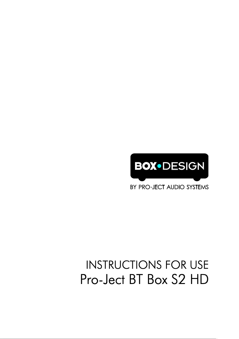 Page 1 de la notice Manuel utilisateur Pro-Ject BT Box S2 HD