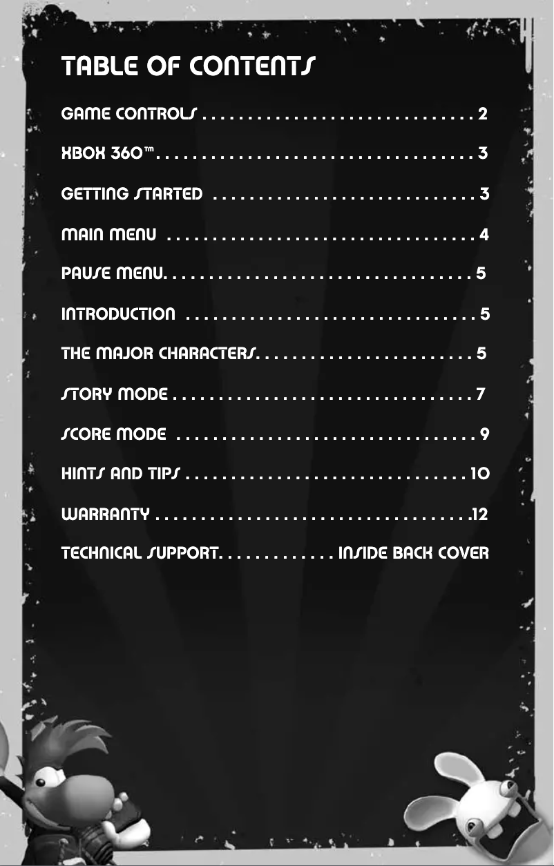 Image de la première page du manuel de l'appareil Rayman Raving Rabbids (Xbox 360)