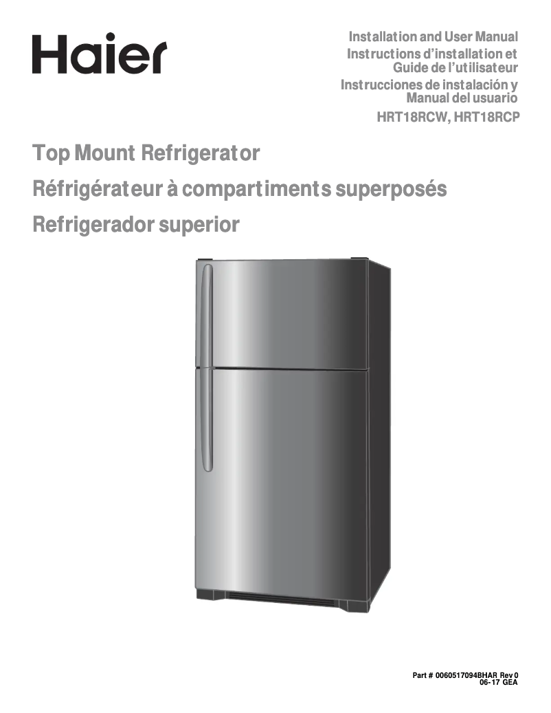 Page n°1 - Manuel d'utilisation et d'entretien Haier HRT18RCPW