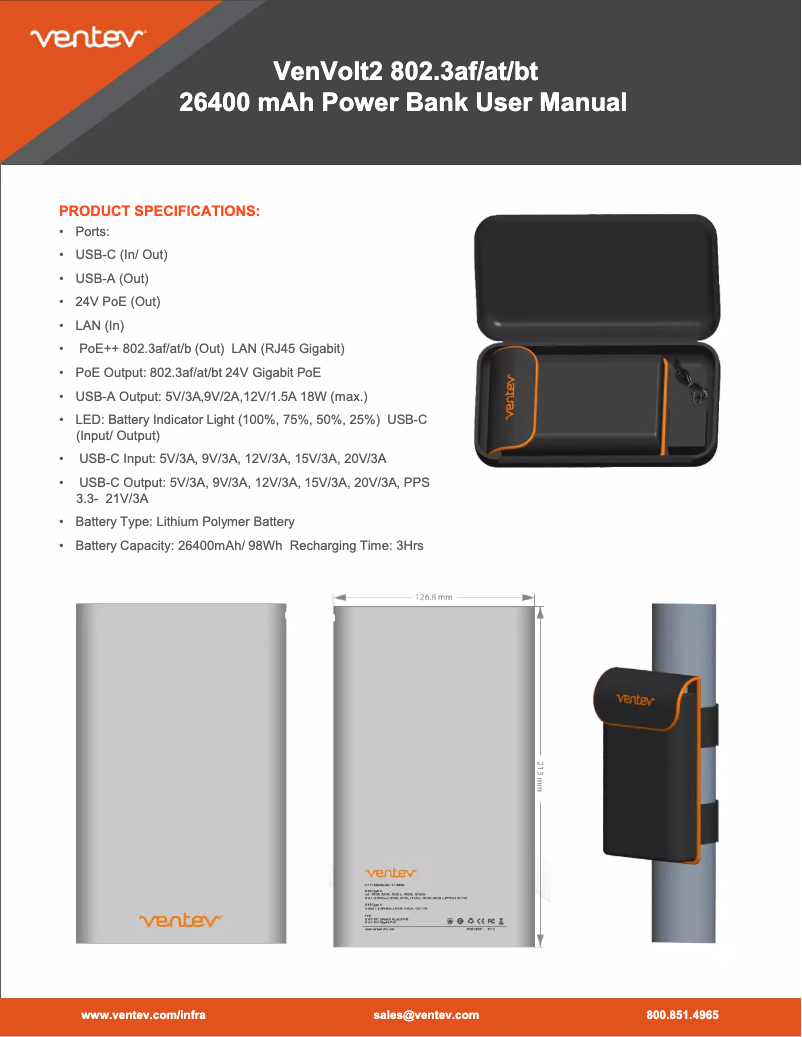 Page 1 de la notice Manuel utilisateur Ventev VenVolt 2