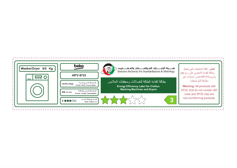 Page 1 de la notice Label énergétique Beko HITV 8733