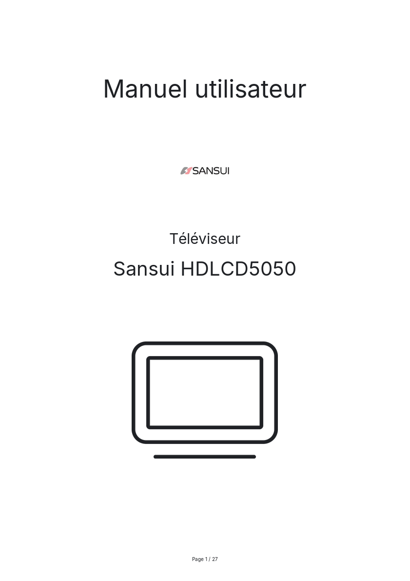 Page n°1 - Manuel utilisateur Sansui HDLCD5050