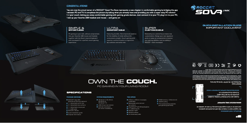 Page 1 de la notice Manuel utilisateur Roccat Sova